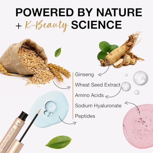 Eyelash Growth Serum, Lash & Brow Serum: Peptide Lash & Brow Enhancer for Fuller, Longer-Looking Lashes & Brows ? Ginseng & Amino Acids ? 3 mL