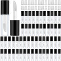 Patelai 100 Pieces Clear Mini Lip Gloss Tube Refillable Empty Lip Balm Gloss Containers Bottles Transparent Mini Lipstick Containers for Women DIY Makeup(Black,1.2ml)