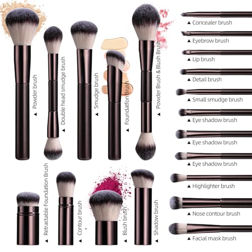 BS-MALL Makeup Brushes Set Pro ? 22 Pcs Foundation Concealer Blush Eyeshadow Brush with Portable Cosmetic Case for Travel & Events