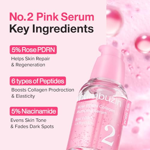 numbuzin No.2 Rose PDRN Collagen Plumping Serum, Hydrating & Firming Serum with Peptides, Plump, Glowing Skin, Korean Skincare, 1.01 fl oz (30ml)