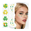 Cerlaza St Patricks Day Accessories, 40 Pcs St Patty's Day Glitter Gold Green Freckles Temporary Tattoos Shamrock Face Stickers, Saint Patricks Party Decorations Outfit Accessories for Women Kids