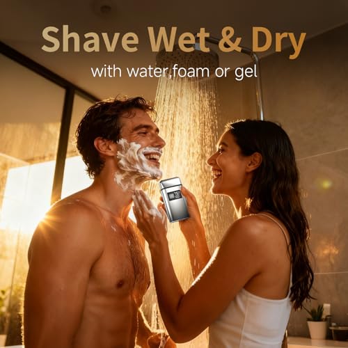 Electric Foil Shaver for Men,Electric Razor with Pop-up Trimmer,Cordless Beard Trimmer,Waterproof,Wet & Dry Shaving,LED Display,2-Speed Mode (Silver)