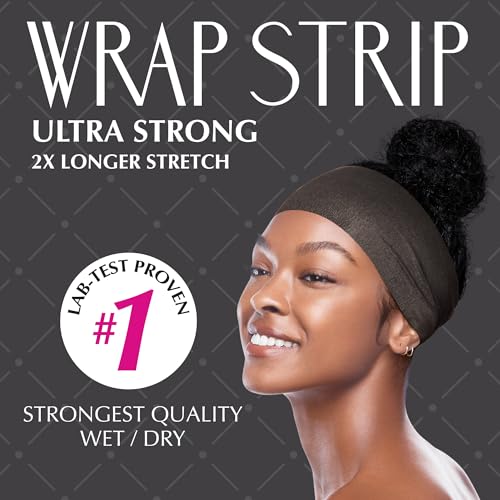 Red by Kiss Hair Wrapping Strip, Ultra Strong 2X Longer Stretch, 40 Strips, Suitable for Wet/Dry Hair, White, Styling Paper for Sleek Hairstyles (3.5", Black, 6 PACK)