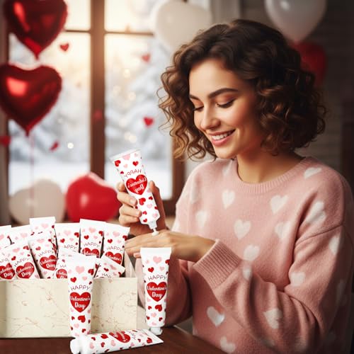 24 Pack Valentines Day Hand Cream Gifts Bulk Valentines Day Basket Stuffers Galentines Party Favor for Women Mini Hand Lotion Moisturizing Travel Size for Women Friends Bestie Coworkers Staff