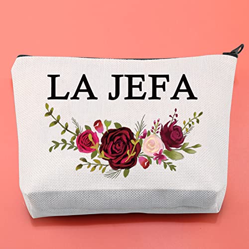 BLUPARK Boss Lady Gift La Jefa Makeup Bag Mexicana Gift Latina Boss Cosmetic Bag for Girl Boss (LA JEFA)