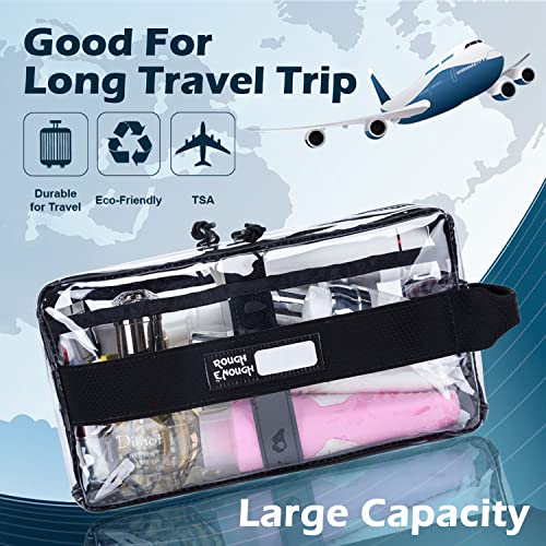 Rough Enough Clear Toiletry Bags for Traveling Toiletries Cosmetic Pouch Makeup Bags TSA Approved for Men and Women Travel
