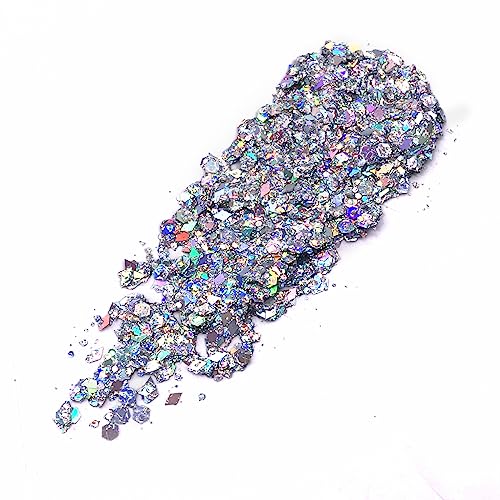 Silver Holographic - Body Glitter Gel for Body, Face, Hair - Vegan & Cruelty Free - Electric Bliss Beauty (Holographic Silver)