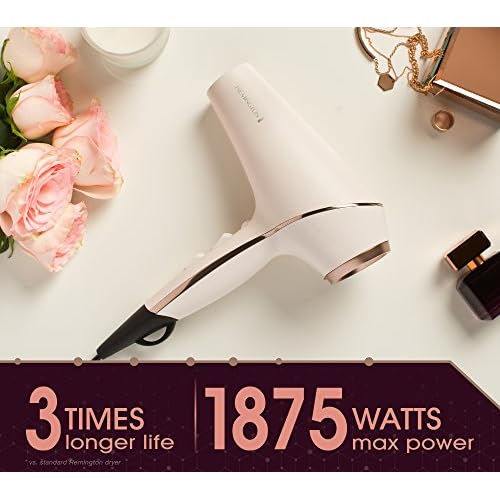 Remington Pro Ionic Hair Dryer 1875W with Diffuser, 2 Concentrators, 3 Sectioning Clips, 3 Heat and 2 Speed Settings, Cool Shot Button