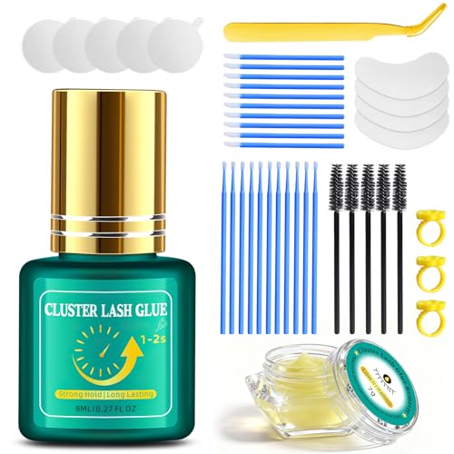 8ML Eyelash Extension Black Glue & Remover Kit - 1-2s Drying, 6 Weeks Strong Hold, Low Irritation Remover for Professional Salon, Home DIY & Special Occasions, Waterproof Eyelash Extension - New 3