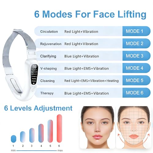 Intelligent Electric Double Chin and V - Shaped Face Machine, Smart Electric V - Face Lifting Device with 6 Modes & 15 Levels
