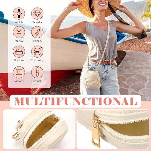 6 Pcs Mini Backpack Keychain Cute Cosmetic Bag for Women PU Leather Makeup Bag Key Pocket Lipstick Bags Card Holder Data Cable Organizer Zipper Pouch with Lanyard Ideal for Gift