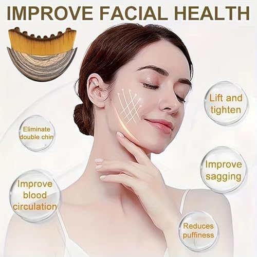 Lymphatic Contour Face Brush Set with Sandalwood Gua Sha Massager Tool Ergonomic Sculpting Drainage Claw Comb Head Chin Neck Jawline Eyes Fits Skin Relieve Fatigue Puffiness