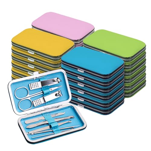 48pack Bulk Manicure Set, Nail Clippers Kit Stainless Steel Fingernail Clippers, Sturdy Nail Tip Cutter Trimmers Professional Grooming Toenail Clippers Personal Pedicure Kits Gift (8-in-1, 4 Colors)