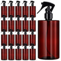 Hsei 20 Pcs 16 oz Amber Spray Bottles Empty Refillable Plastic Bottles with Trigger Sprayers Spray Water Container for Water Essential Oils Hair Cleaning Products