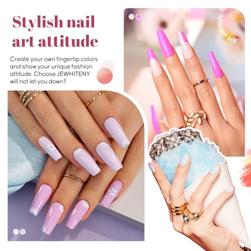 JEWHITENY 45PCS Gel Nail Polish Kit with U V Light LED Nail Lamp And 2 Bottle of 10ML Top Coat Base Coat