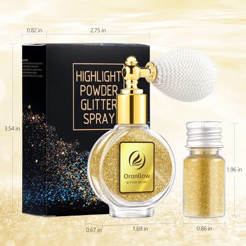Gold Body Glitter Spray - Holographic Shimmer Spray Powder Sparkle for Hair and Body, Face, Clothes, Nail Art Crafts Design, Halloween and Easter Festival Makeup