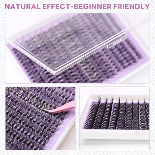 Lash Extension Kit Thick Eyelash Extension Kit 9-16mm Fluff Volume Lash Clusters 30D 40D Individual Eyelashes Kit with Lashes Bond, Lashes Remover, Lash Tweezers, DIY Lash Extension