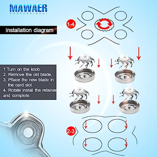 4pcs Head Shaver Replacement Blades for Skull Shaver Pitbull 4 Head Series and 3 Head Series
