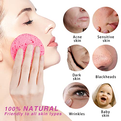 50-Count Compressed Facial Sponges, GAINWELL White Cellulose Facial Sponges, 100% Natural Cosmetic Spa Sponges for Facial Cleansing, Exfoliating Mask,