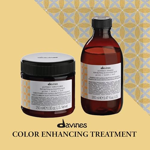 Davines Alchemic Conditioner Golden, Color Depositing Cream for Golden Blonde & Honey Hair - Intensifies & Hydrates Warm Blonde Tones with Jojoba Oil, 8.45 Fl Oz