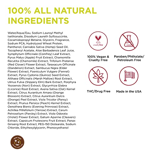 Hemp Seed Bath & Shower Gel - 8 oz - Moisturizing Formula with Hemp Seed Oil, Chamomile & Hydrolyzed Wheat Protein - Vegan, Cruelty Free