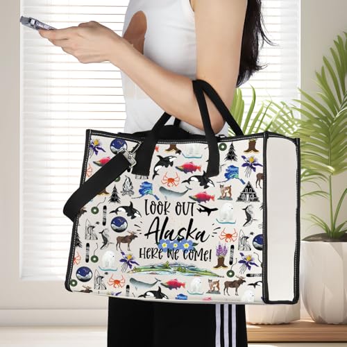 JNIAP Cruising Together Alaska Makeup Bag Alaska Trip Gift Alaska Vacation Gift Alaska Lover Gift Alaskan Cruise Gifts Alaska Travel Bag (Out Alaska Tote)