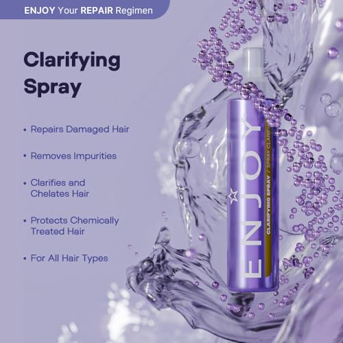 Enjoy Clarifying Spray, Pre-Shampoo Treatment, Removes Hard Water Build-Up, Chlorine and Impurities for All Hair Types, pH 4.5-5.5, 10.1 Fl Oz