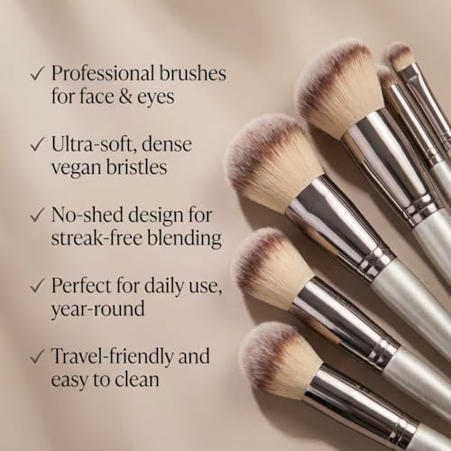 My Beauty Spot Professional Makeup Brush Set (18-Piece) with Travel Container ? Soft Synthetic Make Up Brushes for Face, Foundation, Powder, Concealer & Eyes