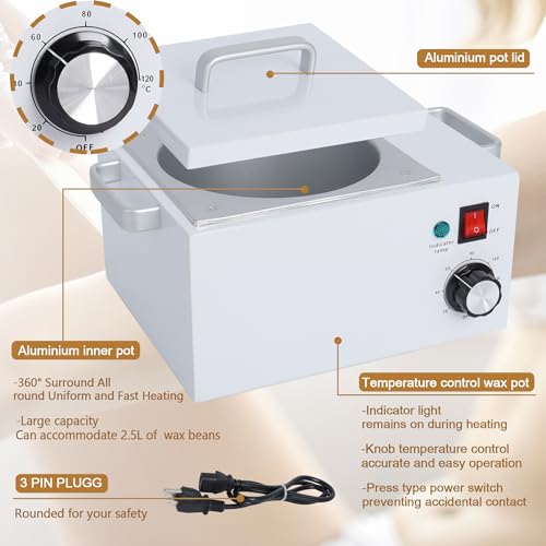 Upgrade Large Wax Warmer for Professional Hair Removal - Single Melter Heater Machine with Non-stick Pot, Facial, Body and SPA Use