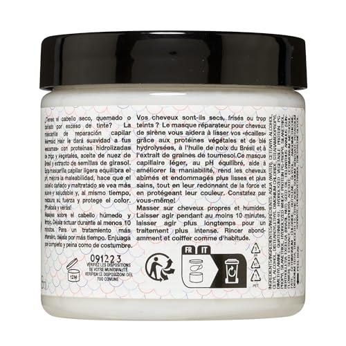 MANIC PANIC Mermaid Mask - pH Balanced Hair Treatment for Dry Damaged Hair Formulated with Hydrolyzed Wheat, Vegetable Proteins, Sunflower Seed + Brazil Nut Oil - Vegan, Unscented Hair Care (4oz)