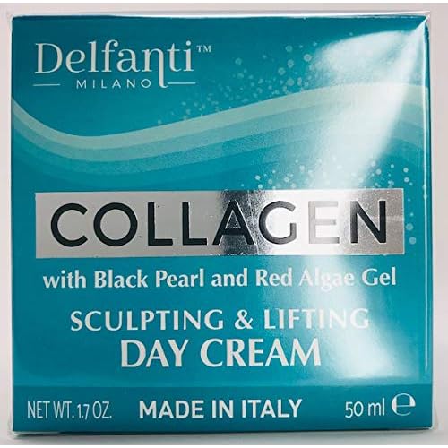 Delfanti-Milano ? COLLAGEN SCULPTING AND LIFTING Day Face Cream ? Face and Neck Moisturizer with BLACK PEARL and RED ALGAE GEL? Made in Italy