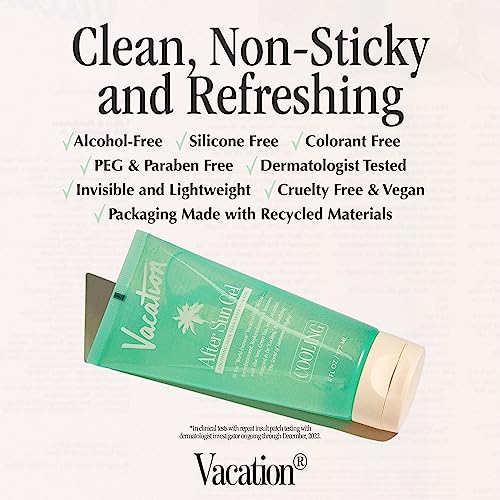 VACATION After Sun Gel & Air Freshener Bundle, Soothing Aloe Vera for Sunburn Relief, Hydrating & Cooling, Non-Sticky Aftersun Care, Alcohol Free, 6 Fl. Oz.