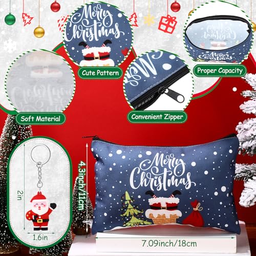 32 Pcs Christmas Gifts Set Christmas Makeup Bags Bulk Santa Socks Holiday to Do List Notepad Snowman Ballpoint Pens Keychain Xmas Party Winter Gifts