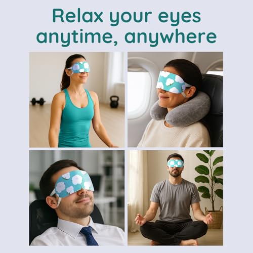 16 Pack Unscented Steam Eye Mask for Dryness, Puffiness, Strain & Relaxation, Heated Eye Mask for Sleep & Travel, Self-Heating & Disposable Warm Compress, Travel Essentials, Relaxation Gifts for Women