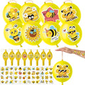 72 PCS Bee Party Favors ? 48 Pre-Cut Temporary Tattoos & 24 Bee Punch Balloons Themed Birthday Party Decorations Supplies Favors Gifts Goodie Bag Fillers Classroom Rewards for Boys Girls