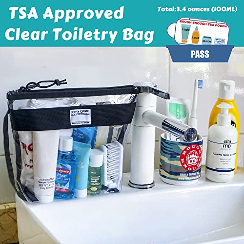 Rough Enough Clear Toiletry Bags for Traveling Toiletries Cosmetic Pouch Makeup Bags TSA Approved for Men and Women Travel