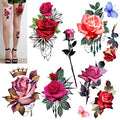 ROARHOWL Stunning rose flower temporary tattoos, large rose fake tattoos for women,rose tattoo set (Rose 1)