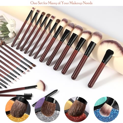 Makeup Brushes Set 26-Piece Makeup Brushes Premium Synthetic Foundation Powder Concealer Blush Eyeshadow Contour Professional Makeup Brush Set with 2 Brush Bags (Makeup brush set with bags)