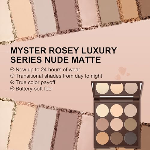 Neutral Eyeshadow Palette, Nude Eyeshadow Palette, Matte Eye Shadow Makeup Palette with Mirror, Long-Lasting Wear, Vegan, Cruelty-Free - 0.5oz