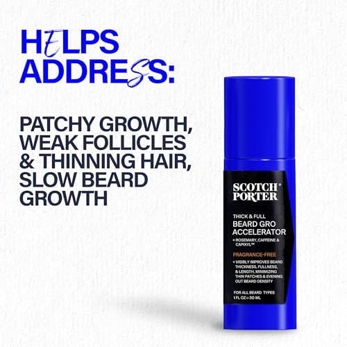 Scotch Porter Thick & Full Beard Gro Accelerator with Caffeine & Rosemary ? Stimulates & Strengthens Hair Follicles ? 3-Pack, 3* 1oz