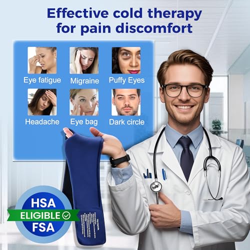Cooling Gel Eye Mask Sleep: FSA -HSA Eligible, Cold Compress for Puffy Eyes & Migraine Relief - Reusable Gel Weighted Sleeping Mask for Dark Circles & After Surgery, Eye Care,Ice Pack for Face(Blue)