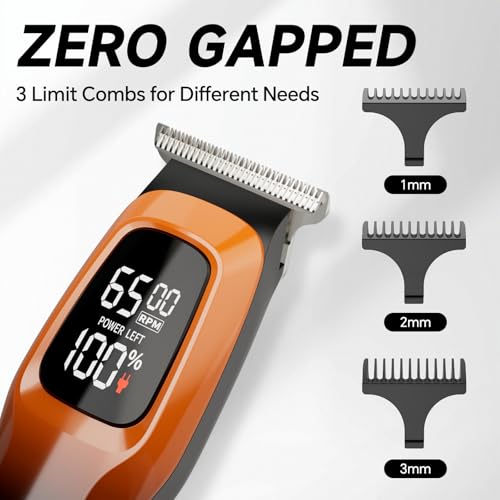 Professional Hair & Beard Trimmer, Electric Hair Clippers for Men, Cordless Clipper and Trimmer Set, Zero Gapped (Orange)