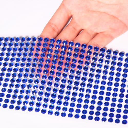 Dark Blue Face Gems Eye Jewels Rhinestones Gems Crystals Temporary Tattoo Stickers Jewels for Crafts 3/4/5/6/8MM Gems Jewels Eyes Stickers Makeup Self Adhesive for DIY Crafts 3555 PCS