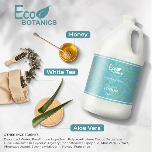 Terra Pure 1-Shoppe Eco Botanics Natural Lotion with Raw Honey & White Tea | Gallon Jug Bulk Toiletries for Airbnb, Vacation Rentals, and Home Bathroom | Refill For Soap Dispensers