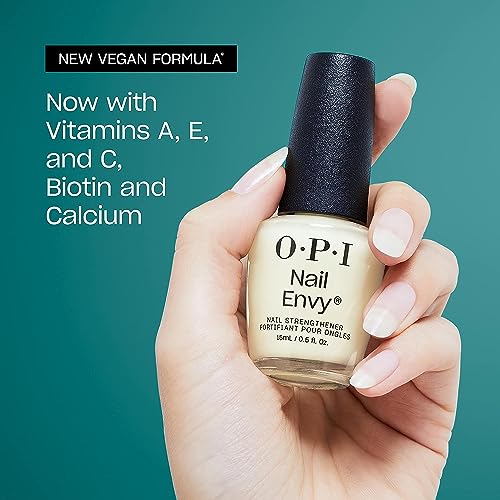 Bundle of OPI xPress/On Press On Nails, With Nail Glue, Short Red Nails, Cajun Shrimp + OPI Nail Envy, Nail Strengthening Treatment, Stronger Nails in 1 Week, Vegan Formula, 0.5 fl oz