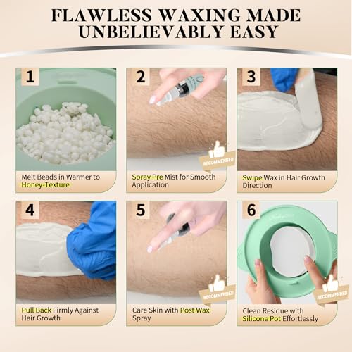 LANSLEYWAX White Hard Wax Beads, 1LB Wax Beans for Sensitive Skin & Full-Body Hair Removal, Brazilian/Bikini/Face/Legs/Eyebrow/Armpit/Chest Waxing Refill at Home for Women & Men, Stripless Formula