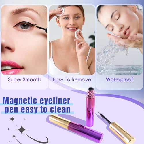 Magnetic Eyelashes Kit - 6 Sets Reusable Natural Look, No Glue Needed, with Applicator, Easy to Wear/Remove, Suitable for Daily/Party/Work (Fashionable Natural Style)