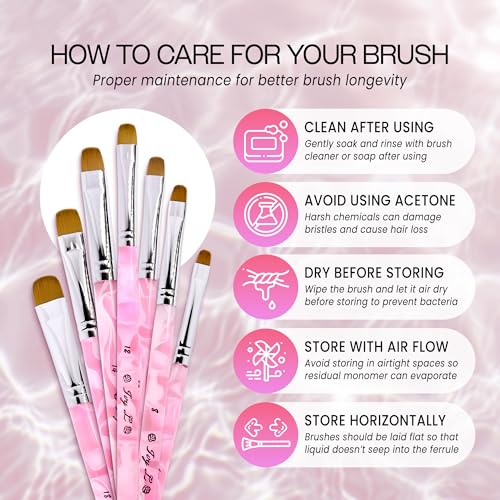 Ivy L Premium 2 Way French Gel Acrylic Nail Art Kolinsky Brush with Dotting Tool for Professional Manicure Cuticle Clean up Nail Art Design (Size # 14, Pink Marble)