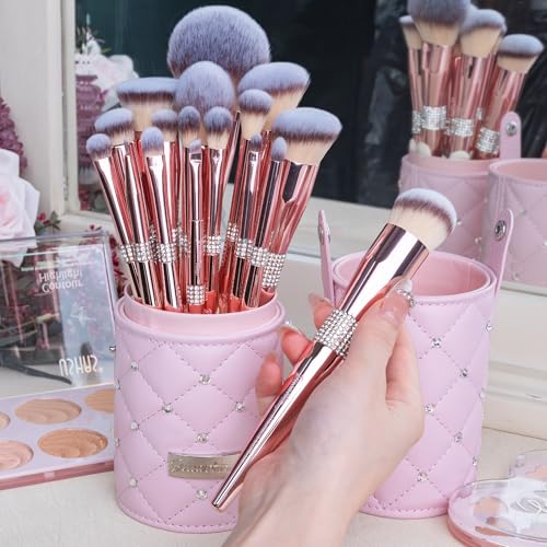 Bueart Design 16Pcs Makeup Brushes Set with Elegant Design Holder Case,Premium Ultra Soft Professional Make up Brushes for Foundation,Blush,Powder,Highlighter,Contour,Eyeshadow