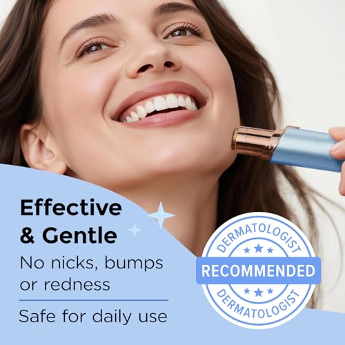 Facial Hair Removal for Women: Painless Face Shaver for Women - Electric Hair Removal Device for Face Lips Peach Fuzz with Light (Paris Blue)